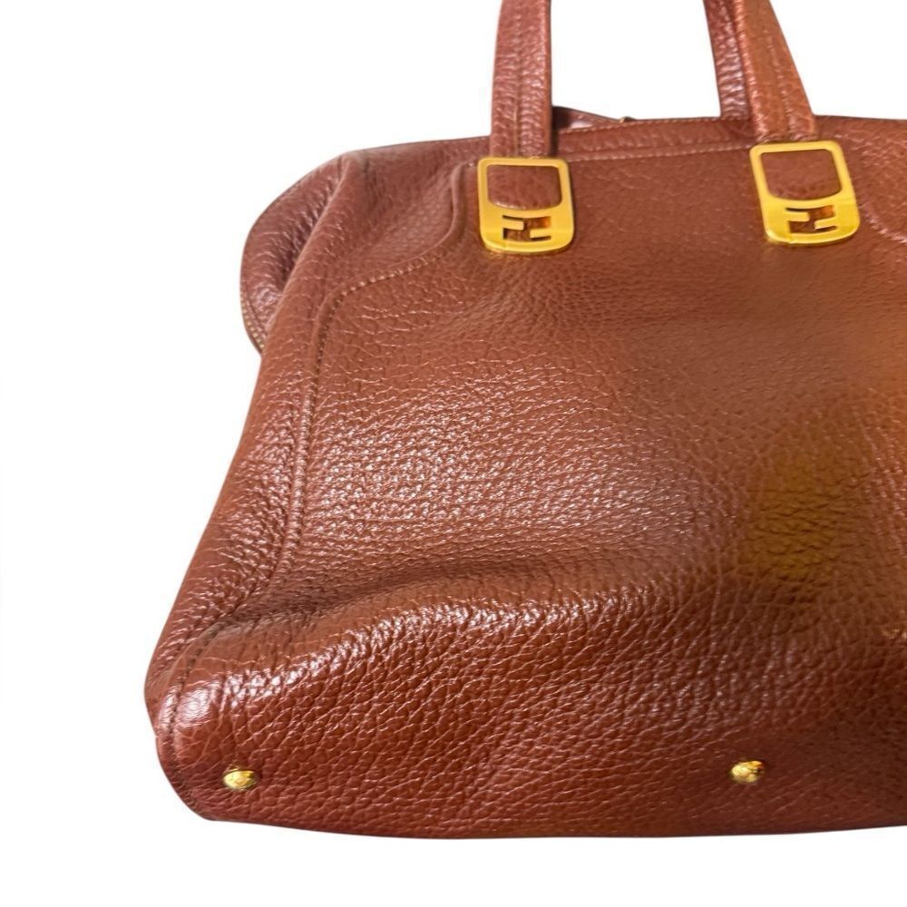 FENDI Brown Pebbled Leather Chameleon Top Handle Tote Bag Handbag Auth Ex.++ - Picture 11 of 16